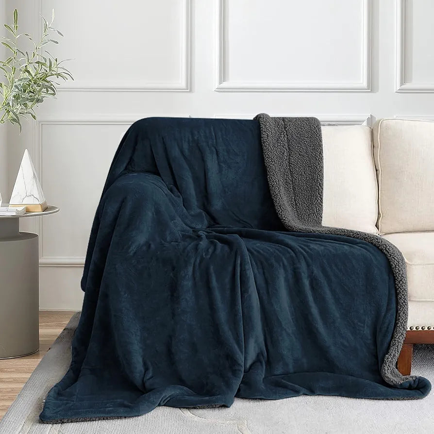 Cloth Fusion Fleece Sherpa Blanket for Winter Single Bed 400GSM,Soft Quilt Blanket for Comfort & Warmth